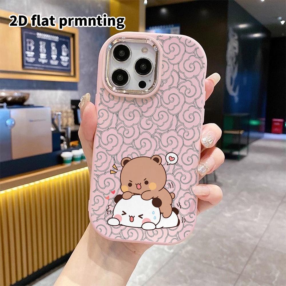 Phone Case: 2D Flat Case Suitable for iPhone 18, 17, 16, 15, 14, 13 Pro Cases, Couple Styles, Brown Bear Pressing Panda, Christmas and Halloween Gifts