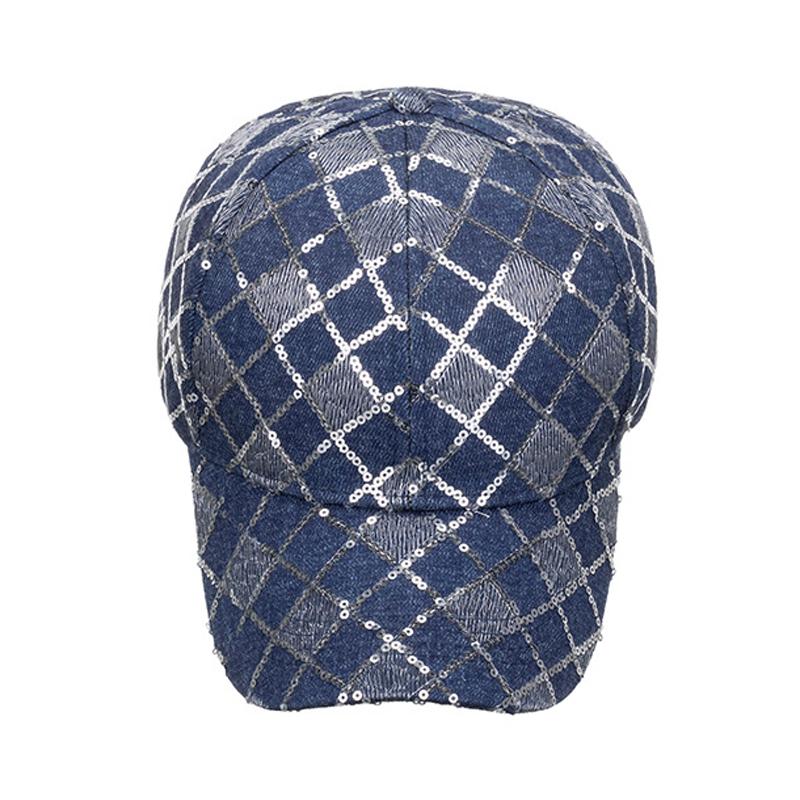 Pánská kostkovaná kšiltovka s flitry Dámský sluneční klobouk Klobouk Panama s otvorem pro culík Kšiltovky Snapback