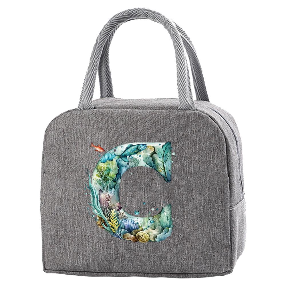 Wasserdichte Oxford Reißverschluss Isolierte Lunchtasche Tragbar Lebensmittelisolierung für Erwachsene Reisen Fisch Buchstaben Druck Box Picknick
