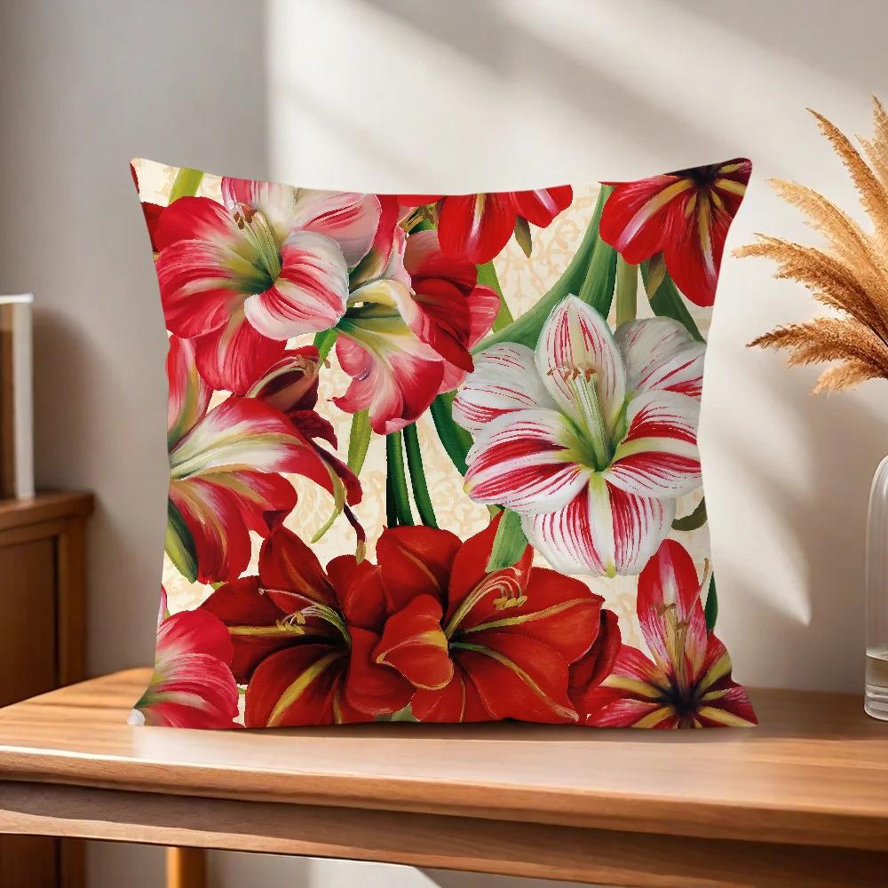 Flower Soft Pillow Case Exquisite For Sofa Living Room Retro Home Office Decor Protective Covers Style Without Art Pillow-Insert