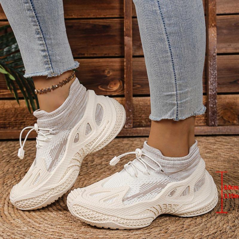 Fashion 2025 New Women's Casual Shoes Platform Sole Button Mesh Round Toe Shoes Women Leisure Fashion All-match Zapatillas De Mujer