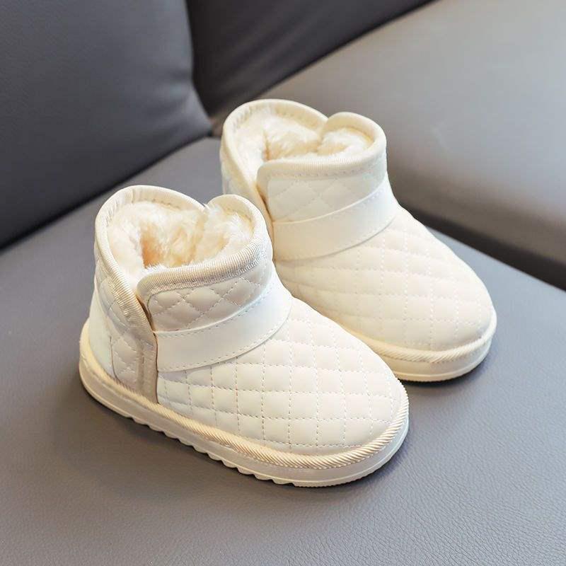 New Girls' All-Season Warm Waterproof Leather Snow Boots with Non-Slip Soles and Plush Lining – Ideal for Autumn and Winter.