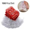 100 Christmas Drawstring Drawstring Mesh Bags Snowflake Organza Holiday Storage Decoration Wedding Gift Ornament Candy Bags