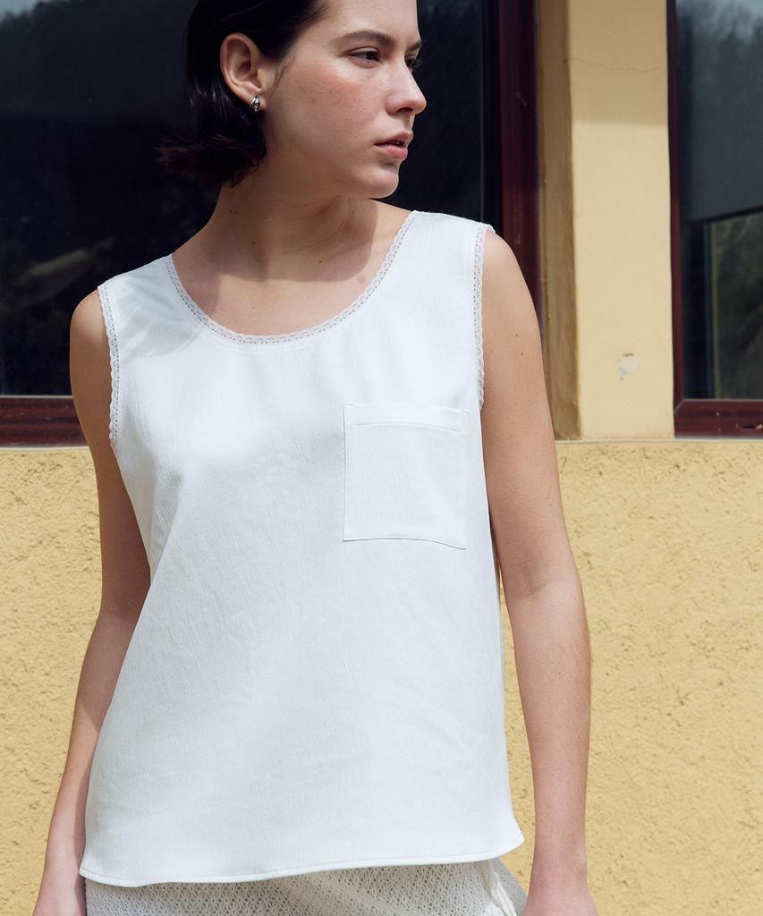 FRITUR Sleeveless Pocket Top Ivory_F262Bl01