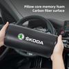 HIAQ2 Carbon Fibre Pattern Car Seat Headrest Neck Pillow For Skoda Octavia Superb Rapid Kodiaq Kamiq Vision RS Yeti Karoq Fabia Enyaq
