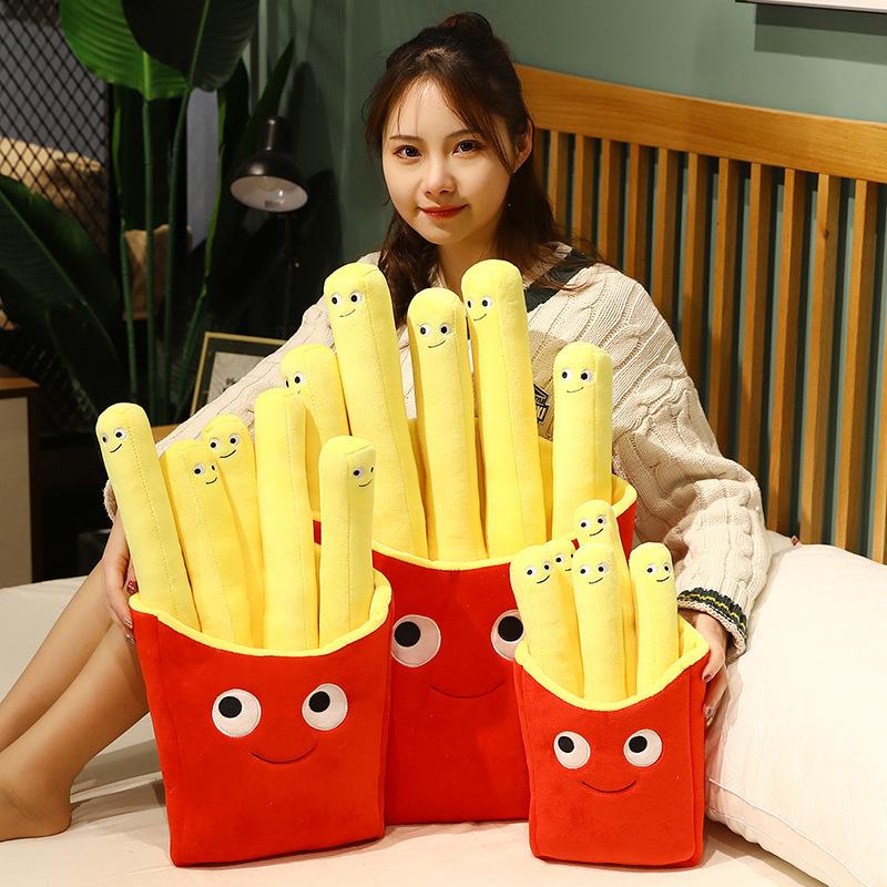 Ins Simulated Cute Fries Snack Pillow Doll Plush Toy Long Strip Pillow Food Bag Doll Doll Doll