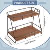 Rustic Two Tier Cup Riser Shelf Organizer Storage Rack Wood Metal for Kitchen Countertop