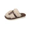 Thick-bottomed Fluffy Slippers for Women's Outerwear 2025 Autumn New Fashion Belt Buckle Lazy Casual Teddy Curly Slippers