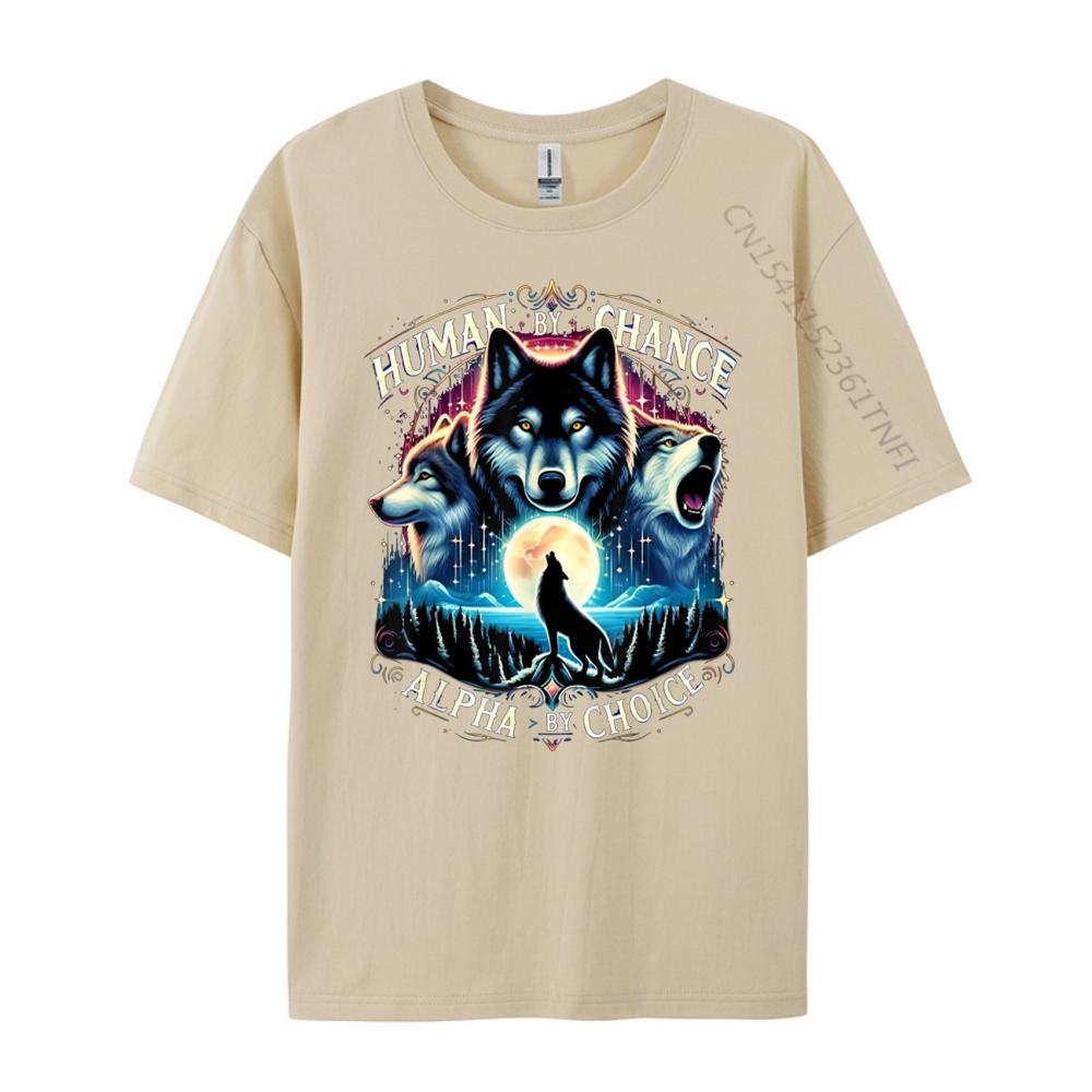Human By Chance Alpha By Choice Cool Wolves Funny Wolf Meme Anime T Shirts Halloween Tee Shirt