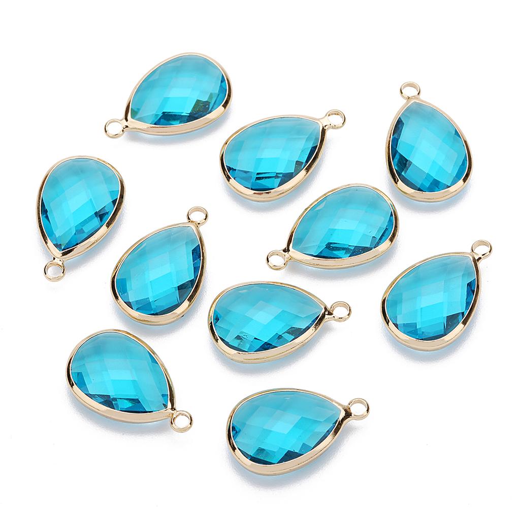 6pcs/Lot Teardrop Crystal Glass Pendant Birthday Stone Pendant Charms for Couples Bracelet Earrings Jewelry Making Supplies DIY
