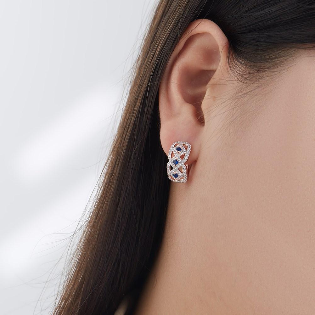 Elegant Sparkling Ear Cuffs for Women Rose Gold Blue White Zircon Clip Earrings