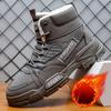 Winter Herren Thermo-Arbeitsstiefel High Top Plüschgefüttert Schneeschuhe Britischer Stil Rutschfest Wasserdicht Warm Bequeme Stiefeletten