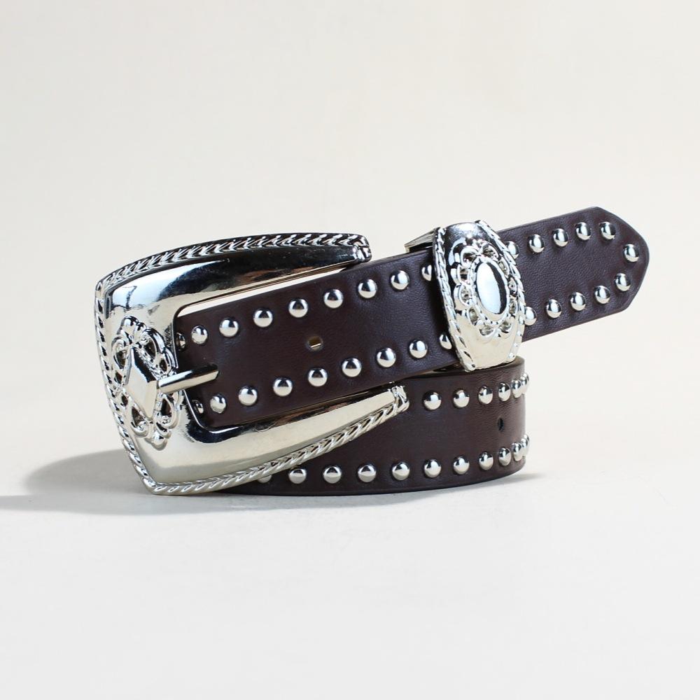 

Женский винтажный черный ремень с заклепками, женский, индивидуальный, хип-хоп, пряжка, ремень унисекс 105Cm long