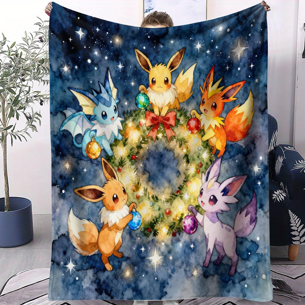 Cute Pokemon Cartoon Anime Warmth Flannel Blanket Pikachu Figures Home Sofa Lunch Nap Children Blankets Kawaii Christmas Gifts