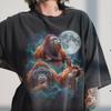 Three Orangutan Moon Shirt, Vintage 90s Graphic Tee, Bornean Jungle Primate Lover Gift