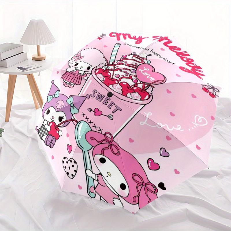 Love Sweet My Melody Automatic Open/CloseUmbrella-CuteUmbrella with Cute Design, Portable 3-Fold Compact Umbrella for Men & Women, Valentine's Day Mot