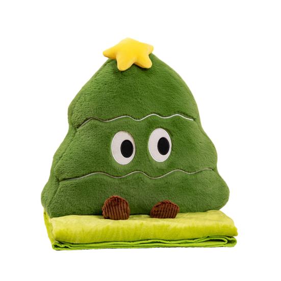 Christmas Tree Plush Pillow Blanket Cartoon Tree Shape Throw Pillow Stuffed Plushie Hugging Cushion Sofa Bedroom Living Room Decoration