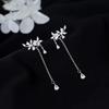 Copper Color CZ Earrings For Women Waterdrop Cubic Zirconia Long Chain Tassel Flower Shape Cute Girls Dangle Earrings Jewelry