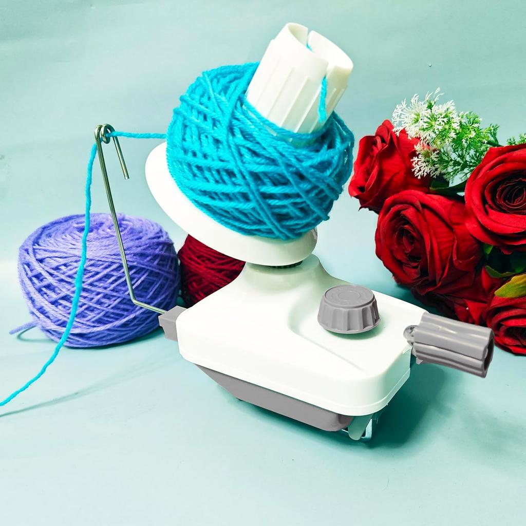 Yarn Ball Winder Hand Operated Winding Wool Winder Machine Yarn String Ball Winder, Convenient Ball Winder for Yarn Tabletop Clamp, White and Gray