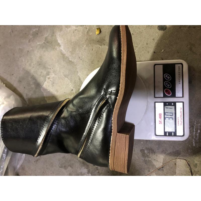 20 autumn and winter new square heel low heel Martin boots women wish large size -4 size medium tube zipper boots