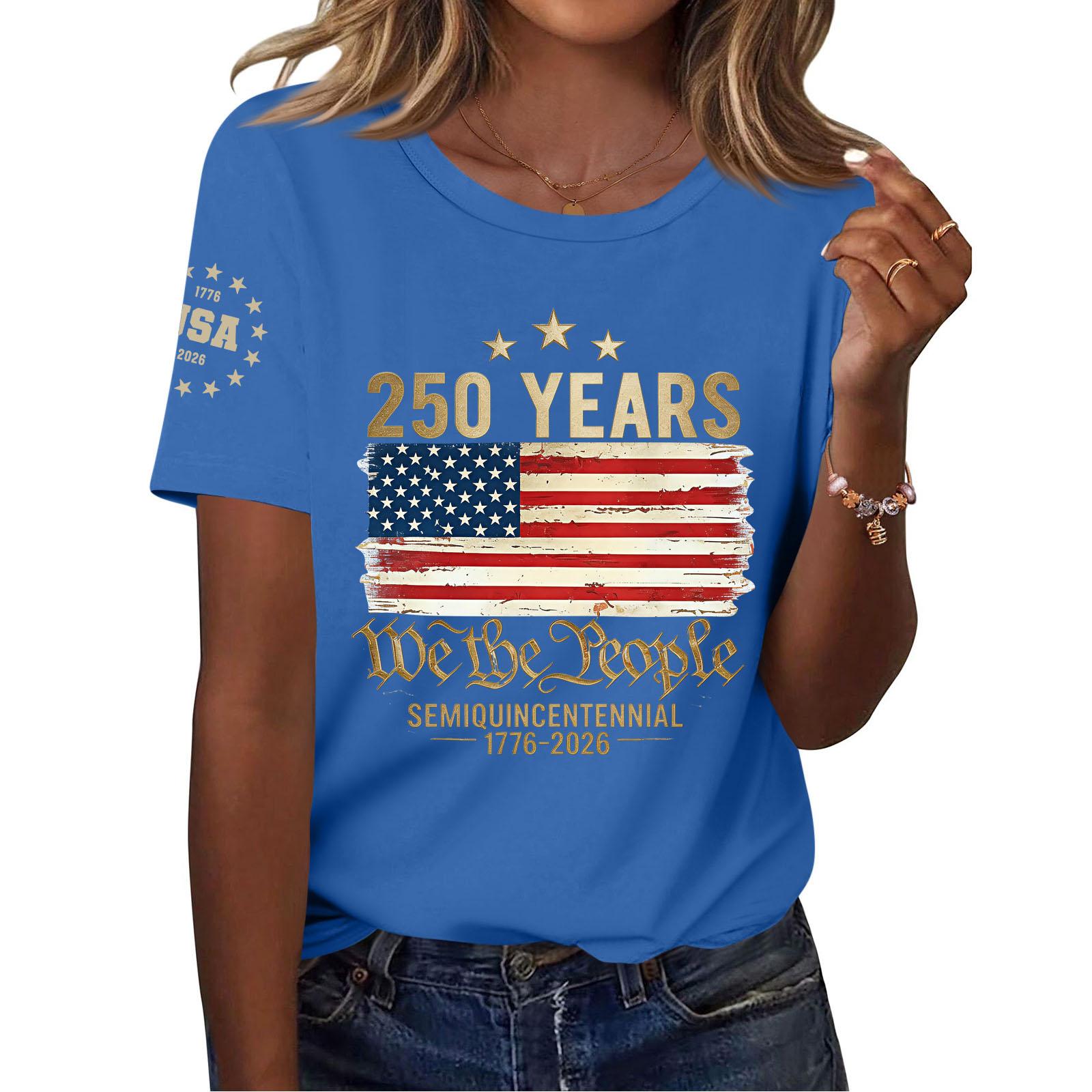 

Женские модные повседневные пуловеры с короткими рукавами и круглым вырезом с принтом XXL синий