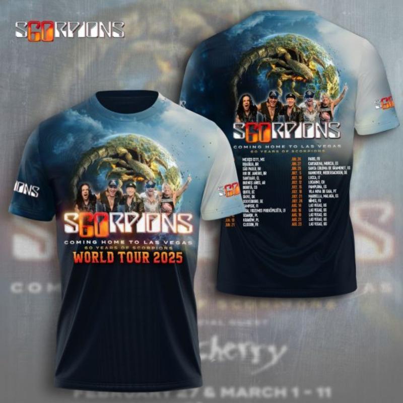 Neues Klassisches Scorpions Rockband 3D Druck T-Shirts Herren Damen Hip Hop Kurzarm T-Shirt Sommer Übergroß Streetwear Oberteile
