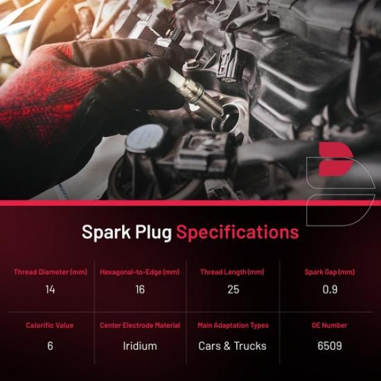 6509 Set Of 4 Iridium Spark Plugs For 2011-2015 Ford Fiesta