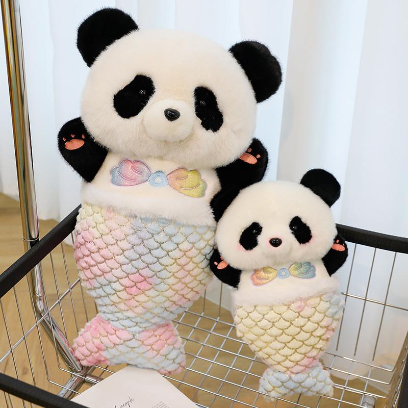 Adorable Panda Mermaid Plush Toy With Soft Short Plush Material For Kids 40cm 60cm 80cm