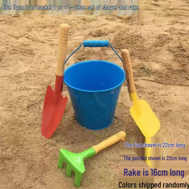 Children's Beach Toy Set: Iron Shovel and Bucket for Sand and Gardening