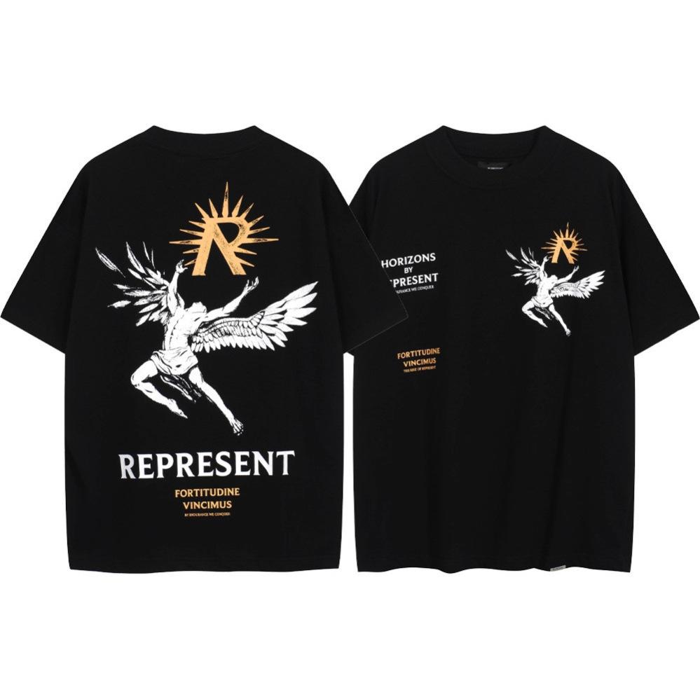 Trendy brand REPRESEN classic slogan printed male and female couples crew neck pullover cotton short-sleeved T-shirt high street
