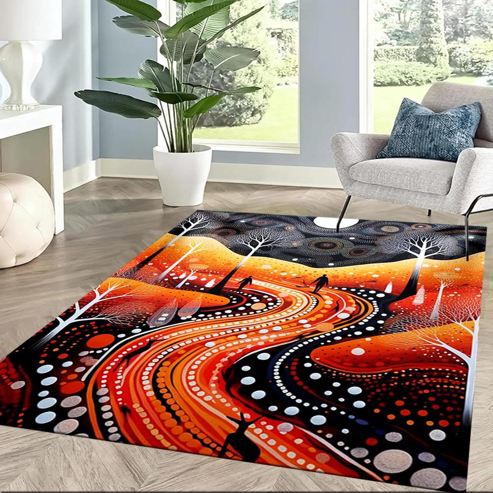 Australian Aboriginal Style 27 Floor Rug Office Rug Perfect for Kitchen Balcony Hallway Playrooms Anti-slip Rug Anime Office Decor
