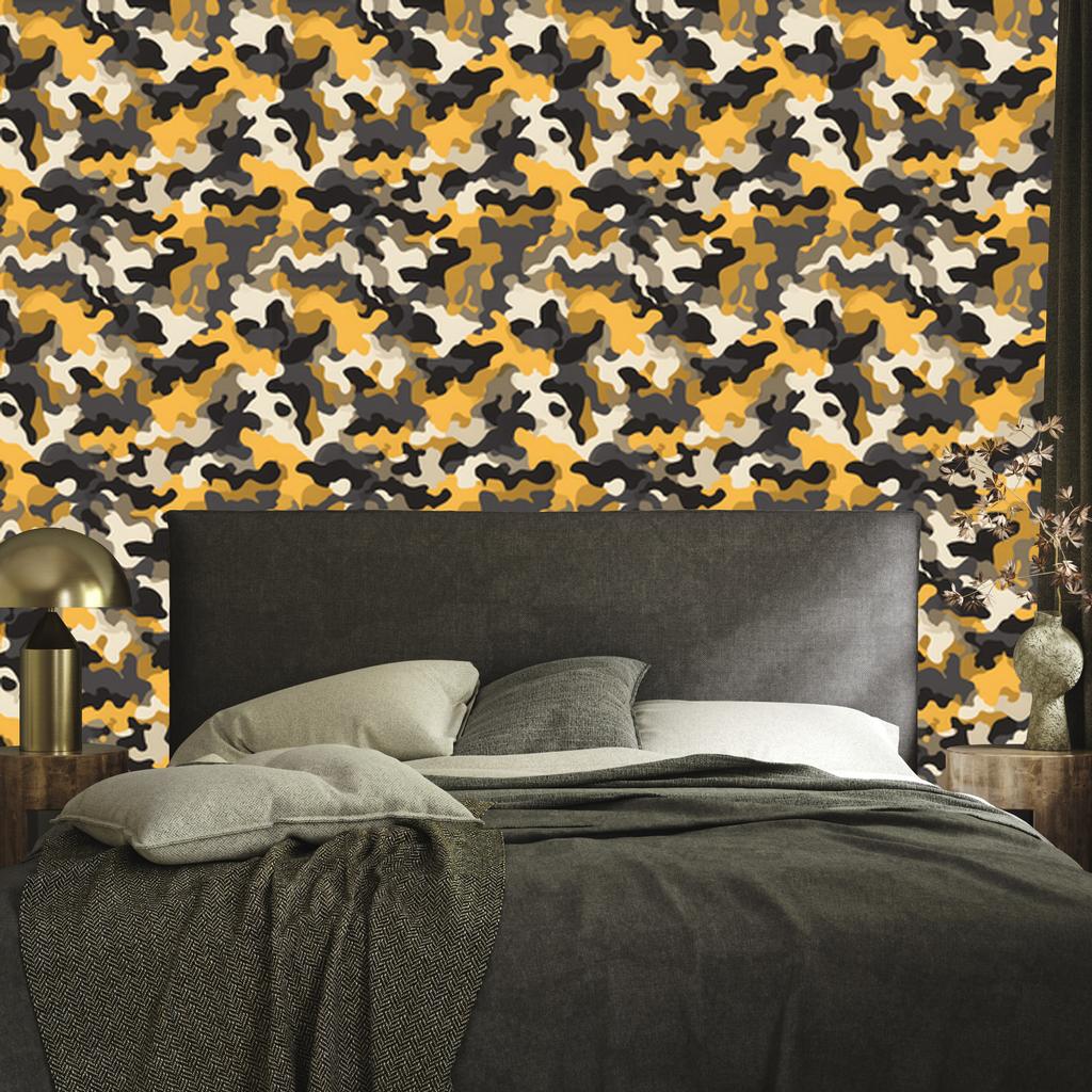 Military Camouflage Wallpaper Gold and Brown for Living Room and Bedroom 50x1000