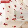 1 Stück Nuan Serie Exquisit und Vielseitig Pastoraler Stil Rot Floral Bestickt Transparenter Vorhang Tüll für Wohnzimmer Schlafzimmer Fensterdekoration Heimdekor