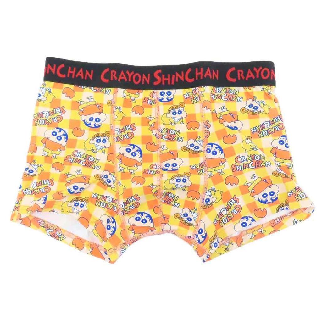 Small Planet Crayon Shin-chan Men's Boxer Briefs, Check Pattern, Size M