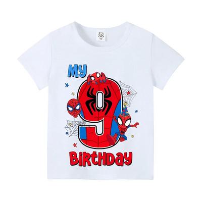 Spider-Man Kinder Digitales T-Shirt Geburtstag Anime Kurzarm-T-Shirt Kinder Baumwoll-Oberteil Cartoon Sommer Vorschulkleidung