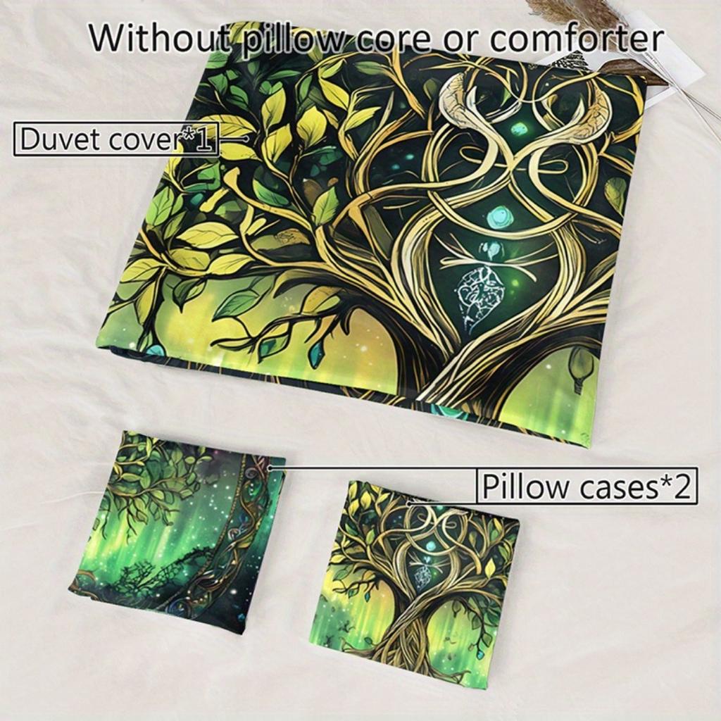 3pcs Green Tree of Life 3D Print Bedding Set Comfortable Duvet Cover King Queen Twin Single Size Bithday Gift Bedroom Decoration