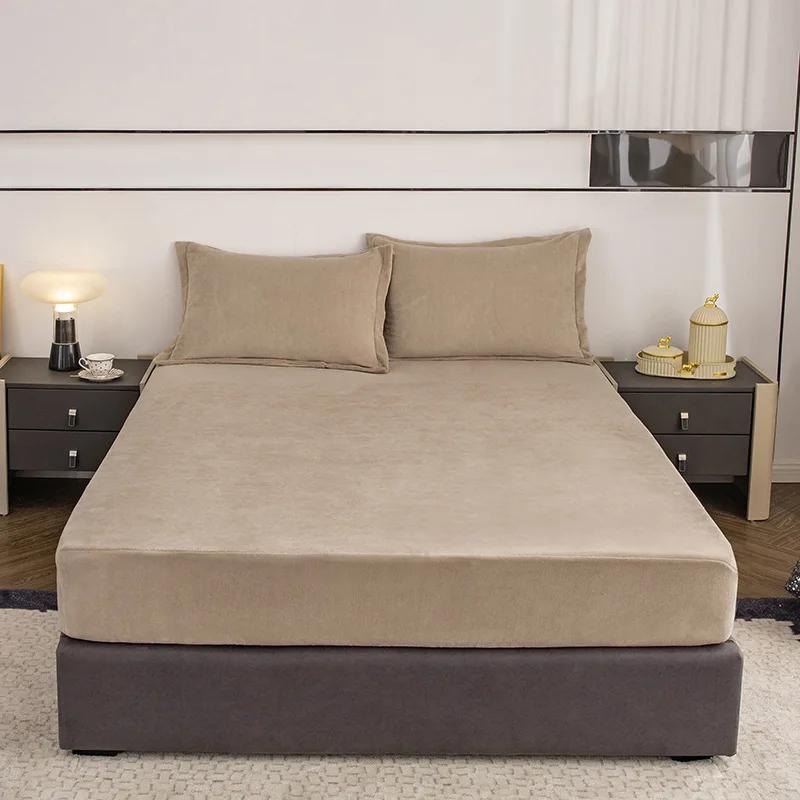 

Чехол для матраса из молочного флиса, цельный, зимние утепленные простыни, защитный чехол для матраса, полностью закрытый, однослойный 1.5x2.0m хаки
