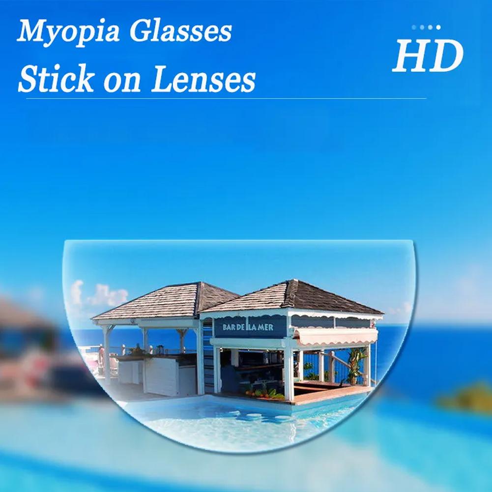 2pcs Stick-on Reading Glasses Lens Liquid Silicone Bifocal Presbyopic Lenses Magnification Bifocal Lenses +100 To +350