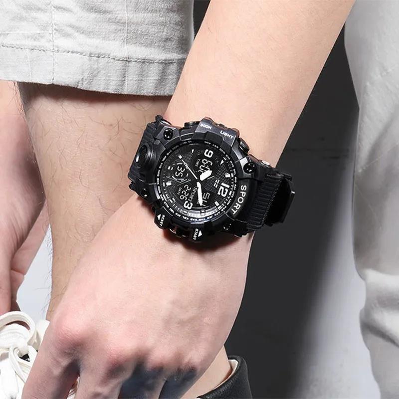Waterproof Dual Display Alarm Clock Sports Watch for Teens and Men