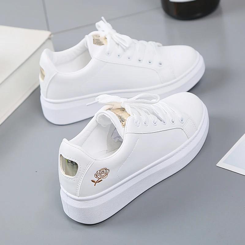 Spring and Summer New Women's Shoes Leather Ventilated Sports Style Casual Shoes Board Shoes Small White Shoes INS Low Top