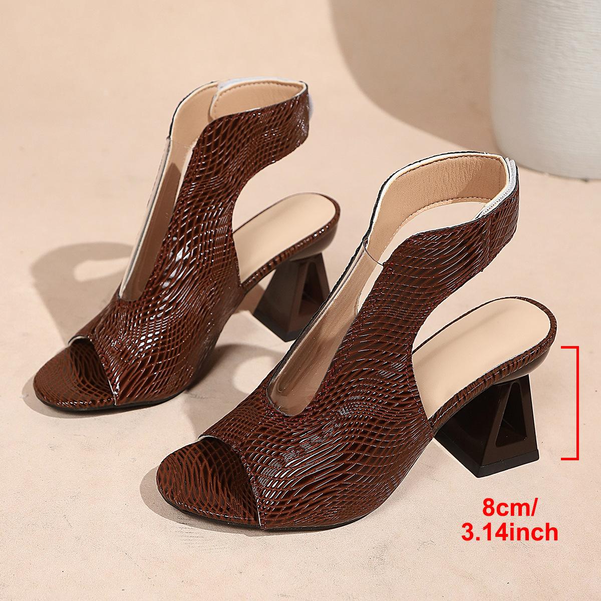 

Fashionable Fishmouth Toe Open Sandals Women s High Heels Large Size Thick Heel Summer Shoes Breathable PU Lined Rubber Outsole 36