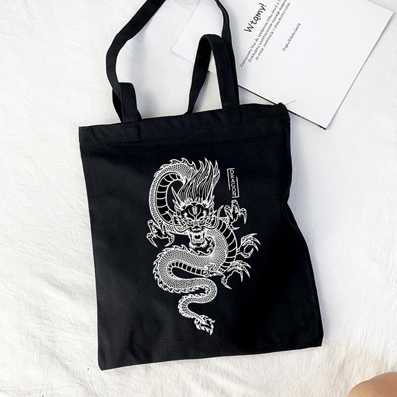 Cheap Dragon Bags Print Bf Casual Harajuku Punk LargeCapacity Canvas