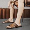 Summer Men's Leather Slippers Casual Beach Sandals Comfortable Non-Slip Mules Sandals for Men