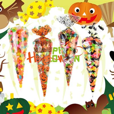 100Pcs/Lot Halloween Candy Bags Cone Bags Pumpkin Spider Bat Packaging Cookies Gift Bag Trick Or Treat For Kids Halloween Party Decoration