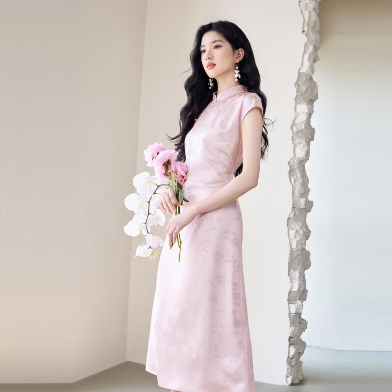 Elegant Chinese Style Jacquard Qipao Dress