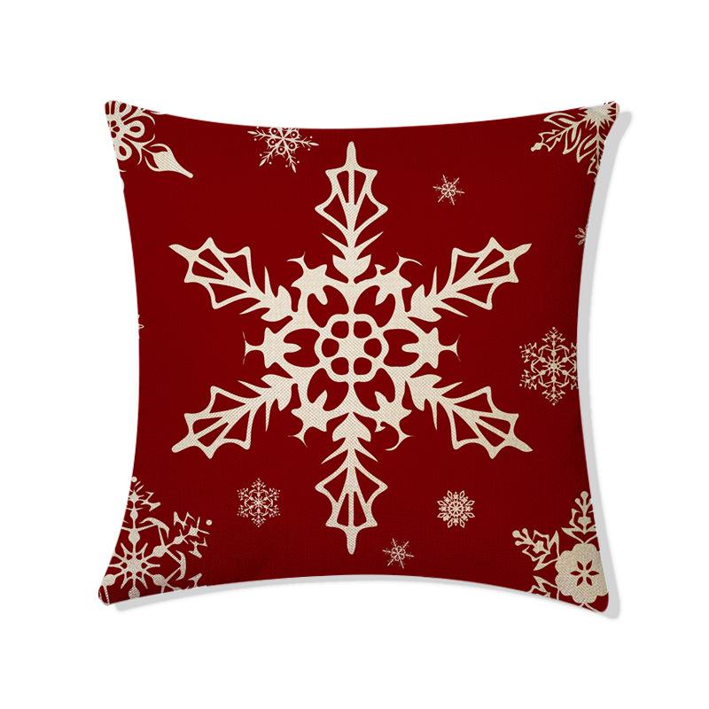 Christmas Snowflake Letter Pattern Throw Pillow Cover With Short Plush Print For Living Room Sofa Decoration Cushion Cover