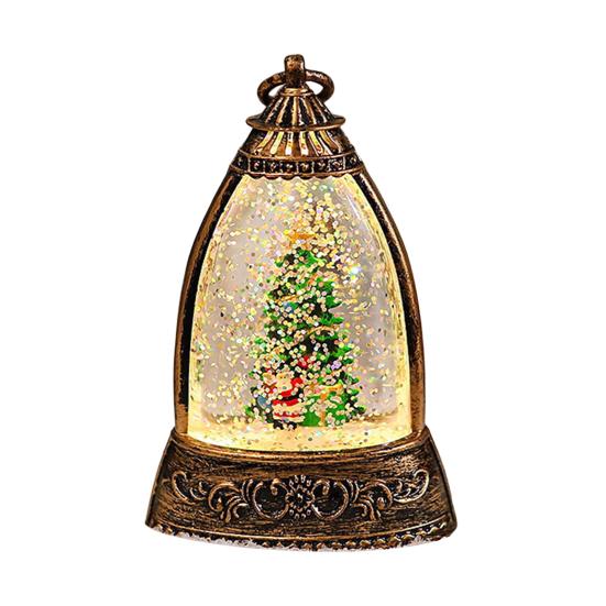 Christmas Snow Ball Lantern Bell Shape Swirling Glitter Christmas Lamp for Holiday Home Office Tabletop Decor