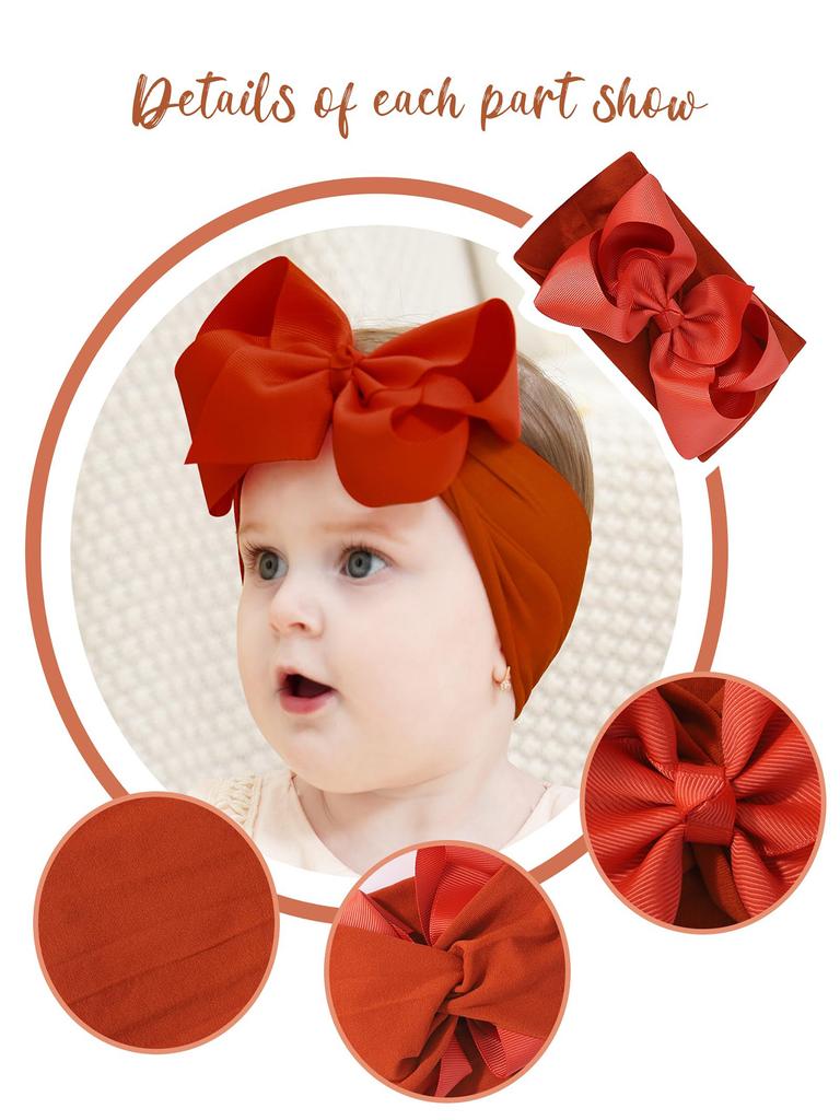 6 Stück/Set Großes Schleifenstirnband für Babymädchen Süßes Breites Nylon-Turban Neugeborenen Schleife Kopfwickel Weiche Baby-Haaraccessoires