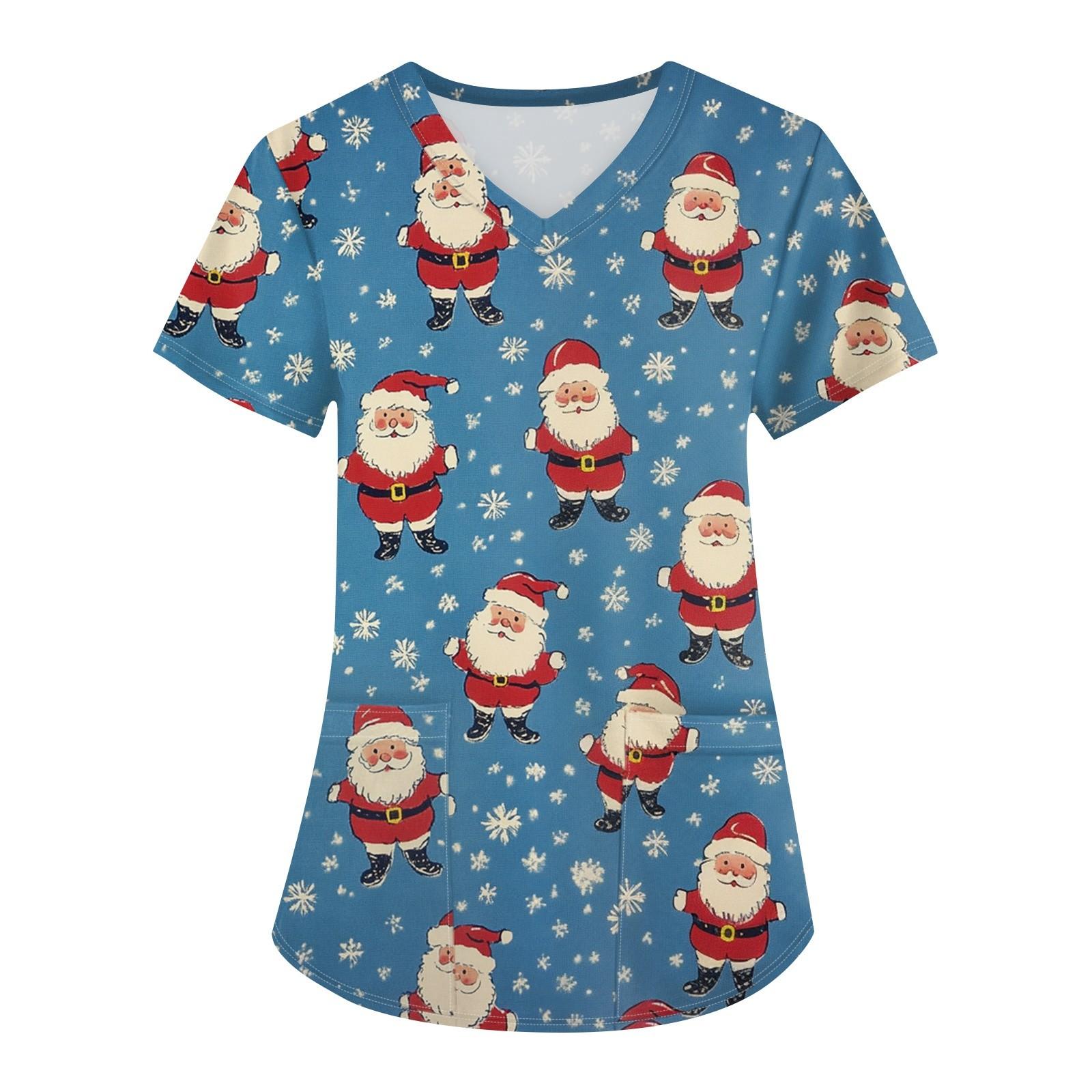 

Женская модная футболка с короткими рукавами и v-образным вырезом с принтом, маленькая рабочая футболка с карманами XXXL синий