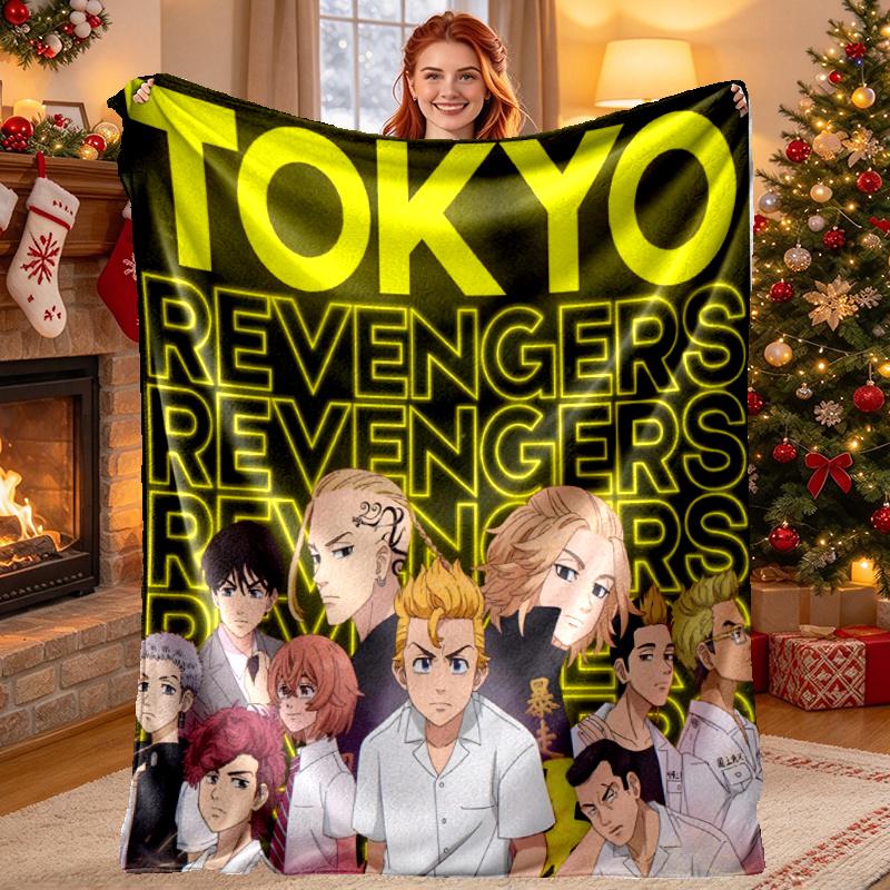 Tokyo Revengers Pattern Blanket for Home Decoration, Bed, Sofa, Car Travel, Camping, Suitable for All Seasons, Birthday Christmas Gift